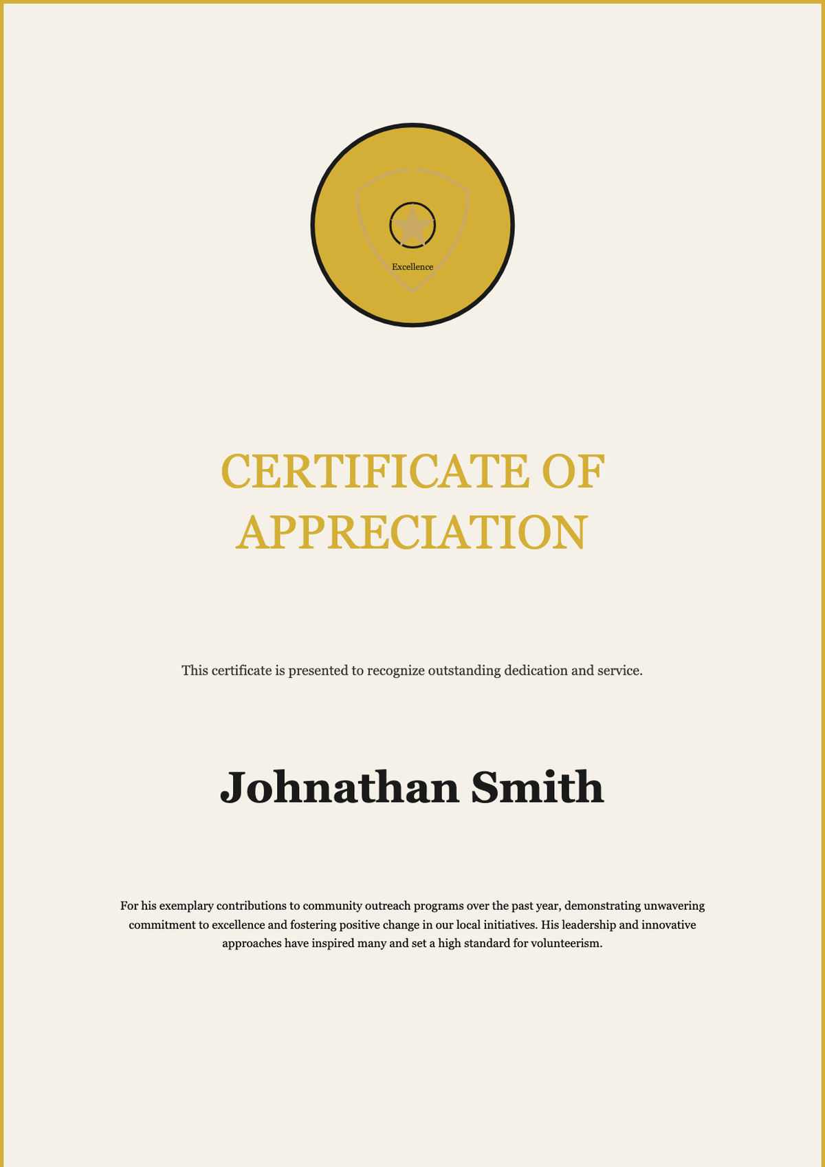 Elegant certificate of appreciation with gold seal and black border_variant_2